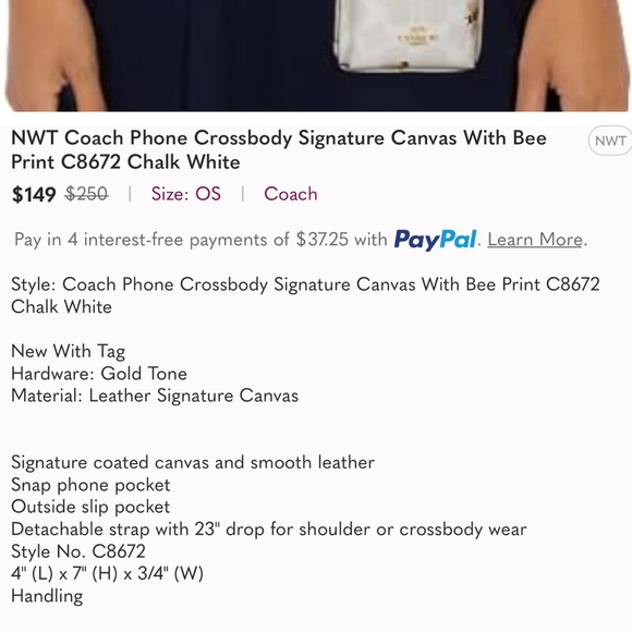 🐝 Coach Phone Crossbody In Signature Canvas With Bee Print - Picture 6 of 10